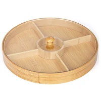 bamboo dried fruit plate acrylic split wooden nut plate living room household new year snack candy plate
