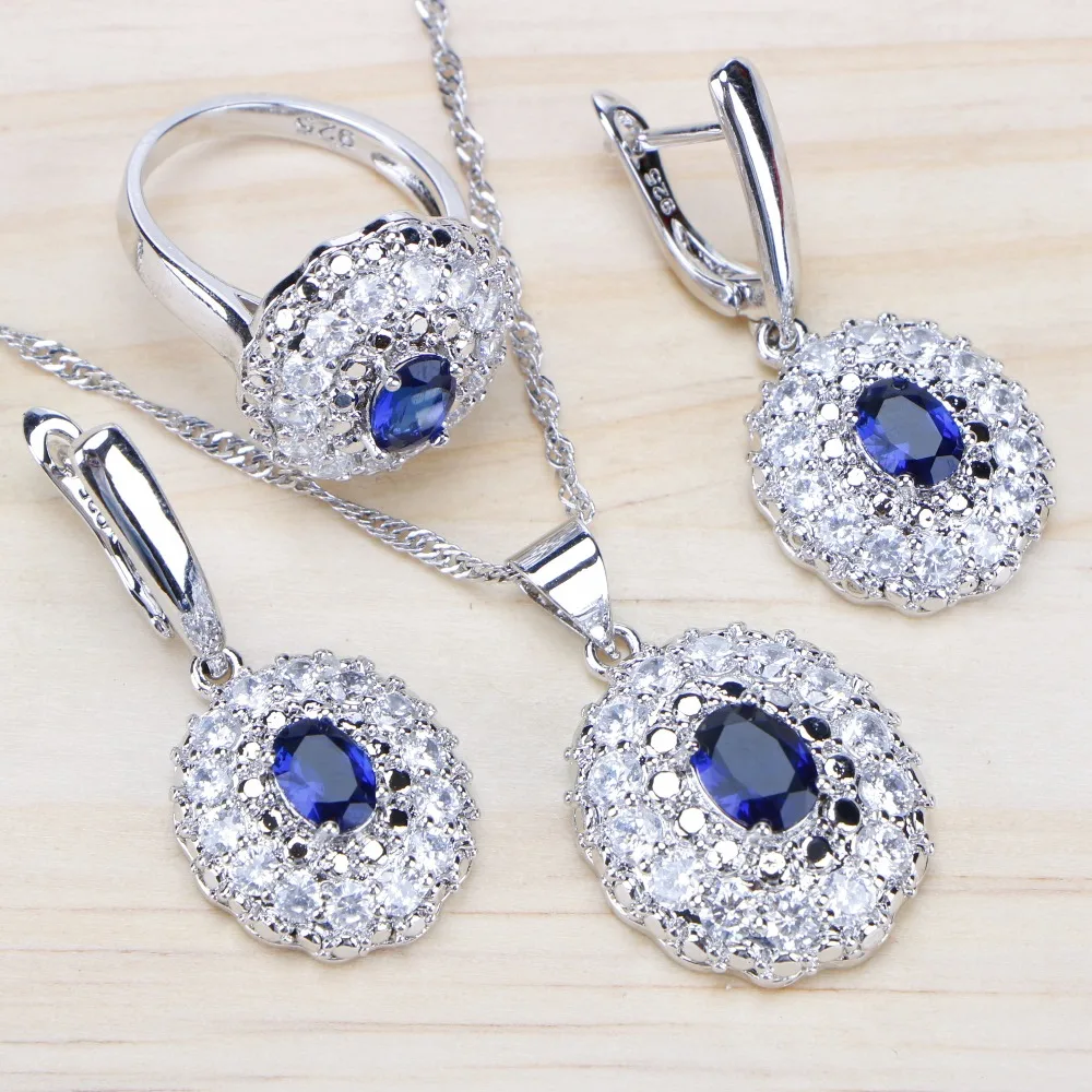 Набор свадебных ювелирных изделий из голубого CZ камня свадебные серьги для