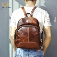 unisex gender genuine leather fashion travel university college school book bag design backpack student sling bag 811 1