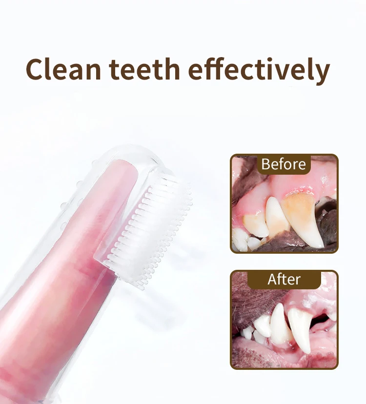 Зубная щетка для домашних питомцев силиконовая пластиковая зубная пальцев |