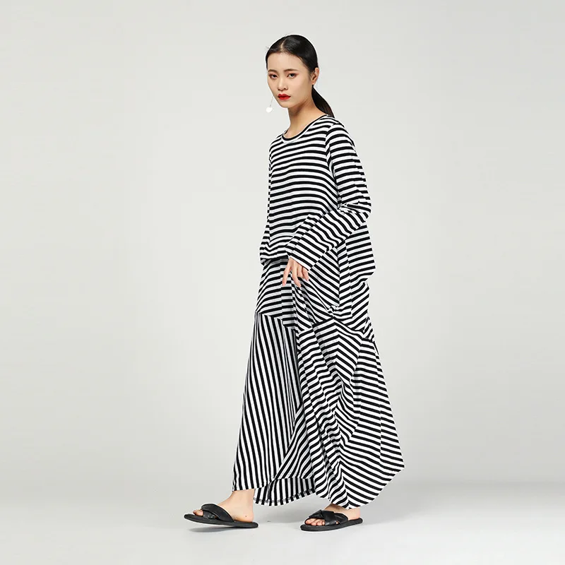 Z-ZOUX женское платье с длинным рукавом свободное ассиметричное в полоску длинные