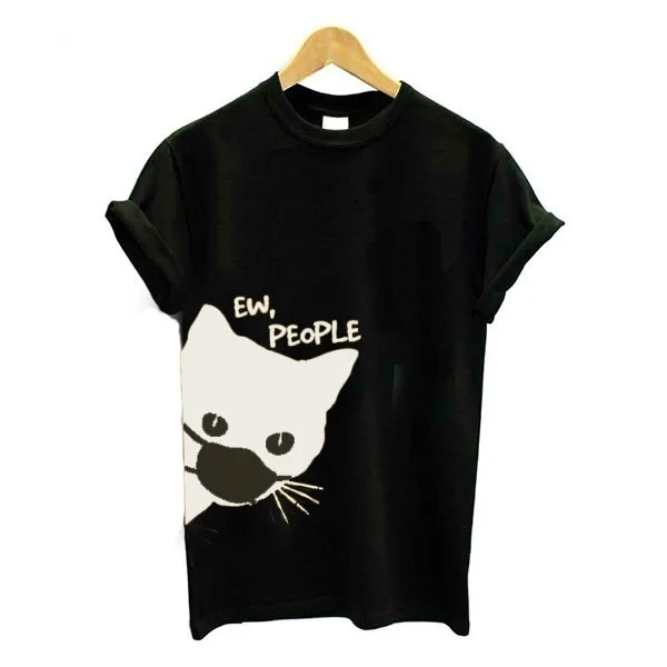 Женская футболка с коротким рукавом круглым вырезом и принтом кошки | одежда