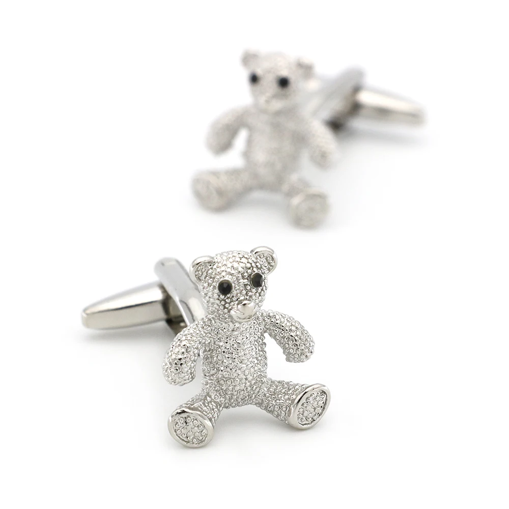 Мужские Мишка Запонки качество медный Материал серебро Цвет Гольфы с
