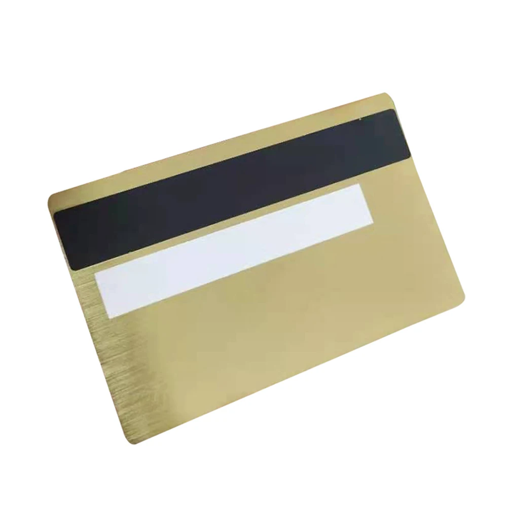

0.8mm Printable Blank Stainless Steel Black Matte Golden Brushed Metal Credit Card with Chip Slot and HICO Magnetic Strip
