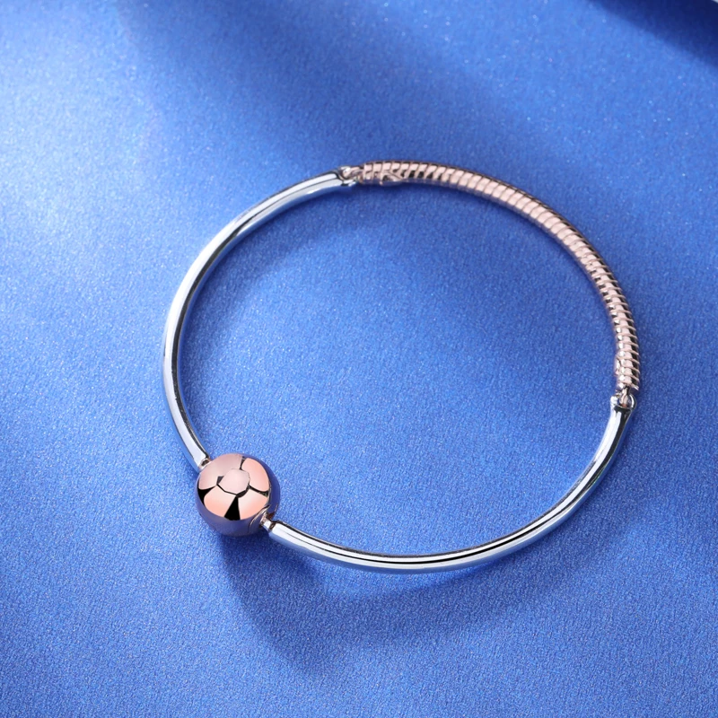 

Authentic 925 Sterling Silver pan Two-tone Moments Three-Link Bangle Fit Charm Bracelet DIY Jewelry For Women Bracelet