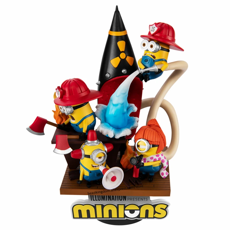 

Beast kingdom Dream Featured Despicable Me Minions Fire teammate Scene Desktop Decoration Gift Figure Collection garage kit