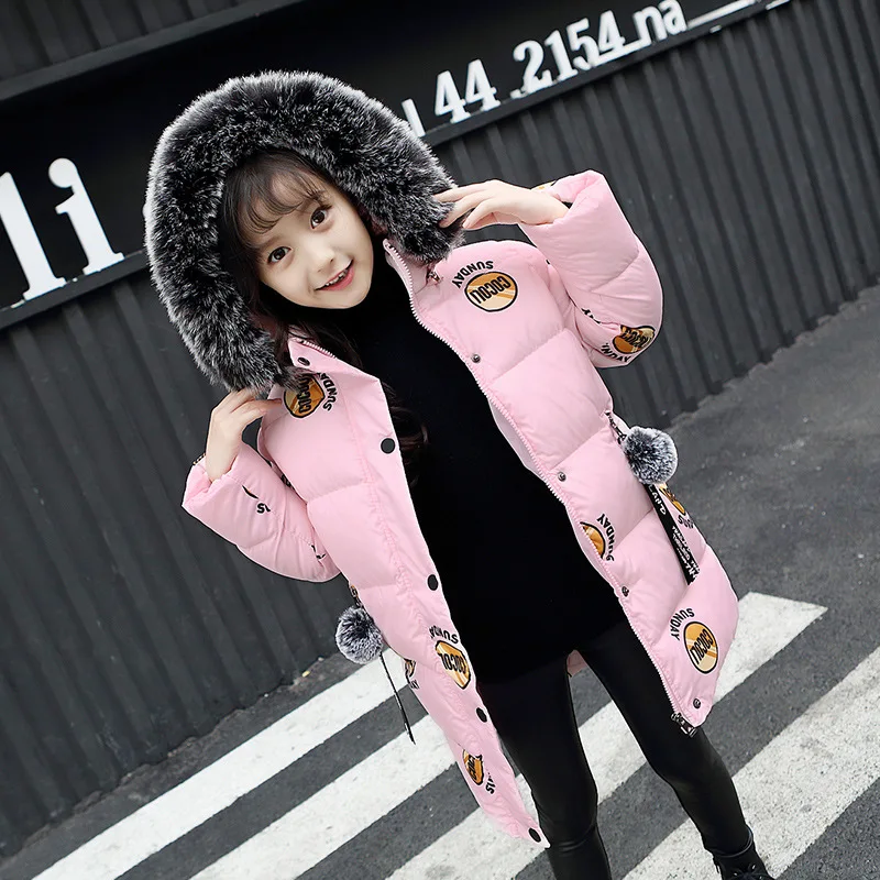 

Хлопковое Стеганое пальто для маленьких девочек, для От 4 до 11 лет, Детская Толстая парка с хлопковой подкладкой большой меховой воротник с п...