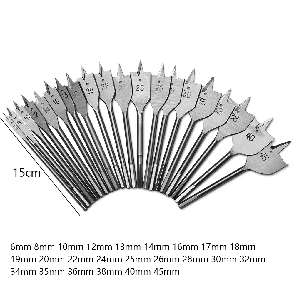 Плоские сверла 6-45 мм прочные из высокоуглеродистой стали для дерева ручное