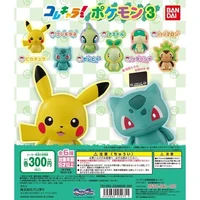 bandai genuine gacha toys pokemon pikachu bulbasaur celebi snivy chespin turtwig cute action figure toys