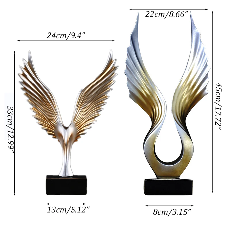 

Wholesale Abstract Mirs Wings Figurines Resin Ornaments Creative Wings Statue Retro Desktop Craft Artwork Home Office Decoration