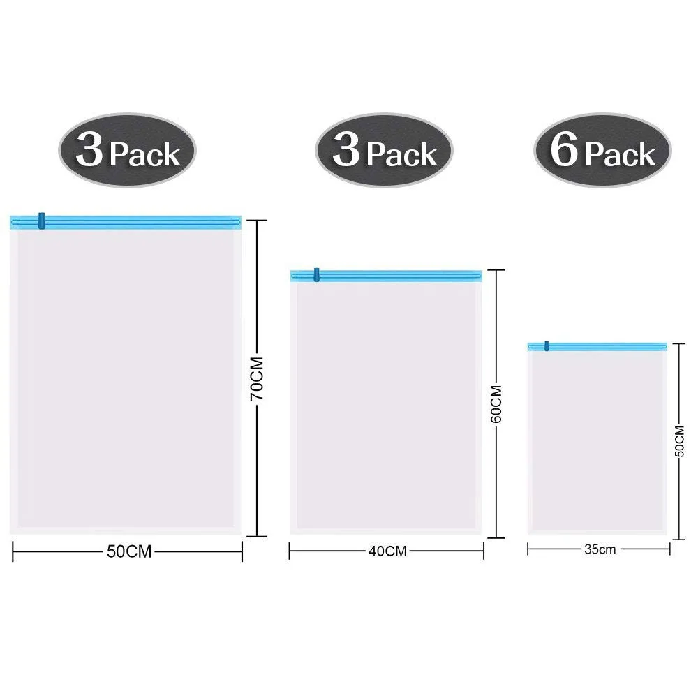 12Pcs/set PA + PE Travel Compression Vacuum Storage Space Saving Bags Saver Vacum Bag Durable | Дом и сад