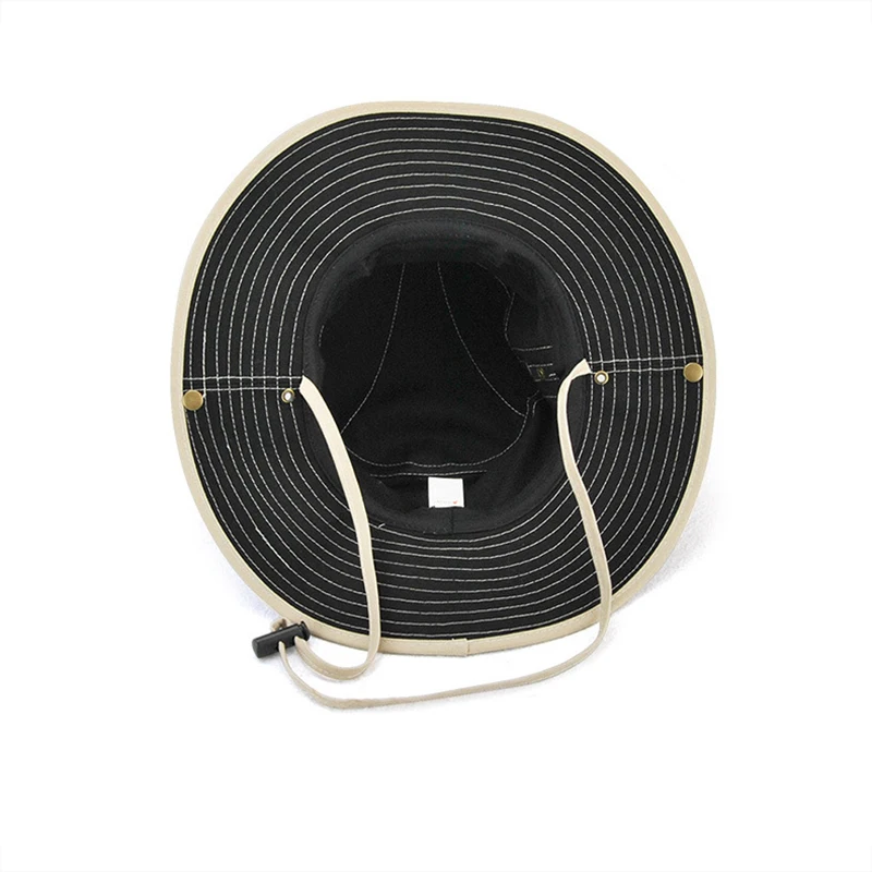 

Match Color Summer Cowboy Bucket Fisherman's Hats Man Outing Sunshade Mountaineering Trip Pure Cotton fishing Tighten Sun hat