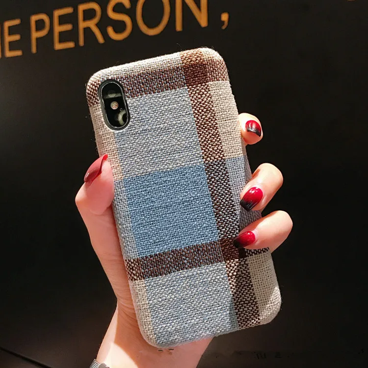 Gimfun осенний теплый плюшевый чехол в клетку для Iphone Xsmax простой тканевый мягкий чехол из ТПУ для Iphone 7 8 6s Plus X Xr 11 Pro Max - Цвет: light blue