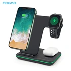 Беспроводное зарядное устройство FDGAO 15 Вт 3 в 1 Qi для iPhone 12 11 XS XR X 8 AirPods Pro, зарядная станция для Apple iWatch SE 6 5 4 3 2