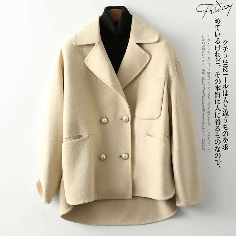 

2021 Autumn Winter New Double-sided Woolen Coat Women Woolen Coat Mid-length