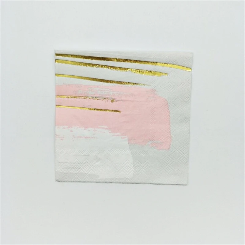 48 шт розовые белые с фольгой золотые линии одноразовые бумажные салфетки Девушка