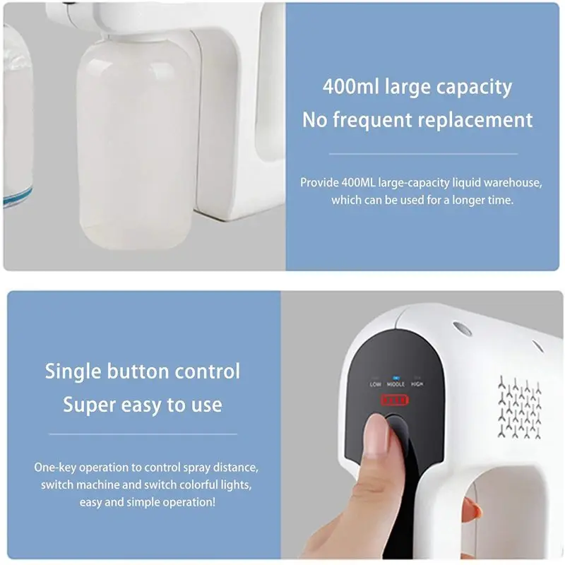 

Sprayer Machine Cordless Nano Spray Gun Electric ULV Fogger Gun Handheld Rechargeable Low Temperature Atomizerfor Fabric