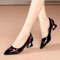 cresfimix sapatos femininos women fashion sweet blue comfort spring summer square heel pumps lady casual red shoes b6522