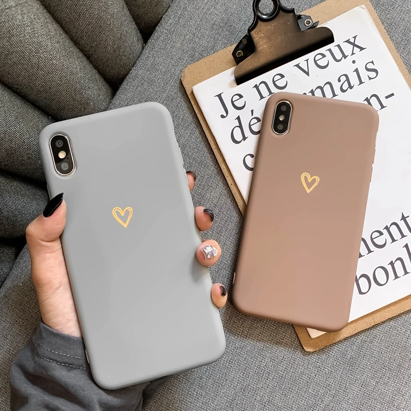 

For iPhone 6 6s 7 8 Plus X XR XS MAX iPhone 12 11 Pro Max case Ultra-thin soft heart-shaped pattern silicone protective case