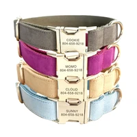 personalized dog collar customized pet collars free engraving id nameplate tag pet accessory multi velvet puppy collar leash set