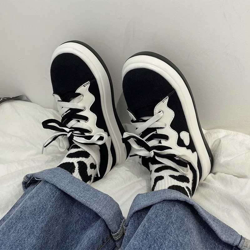 

All-Matching Lace-up Platform Single Shoes Women Fashion New Casual Sneakers Breathable Student Outdoor Sports Board Shoes