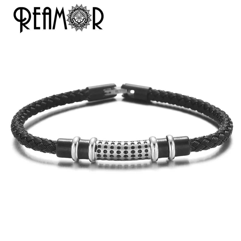 REAMOR простой стиль структурный дизайн мужские женские браслеты волнистые бусины
