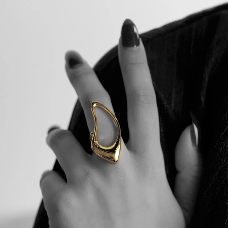 

Silvology Openwork Water Drop 925 Sterling Silver Exaggeration Rings Minimalist Glossy Rings for Women Luxury Jewelry Designers