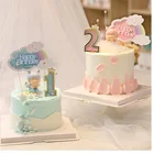 Новый розовый синий Топпер для торта С Днем Рождения Блестящий Радужный Топпер для торта на день рождения украшения детский душ для торта на день рождения