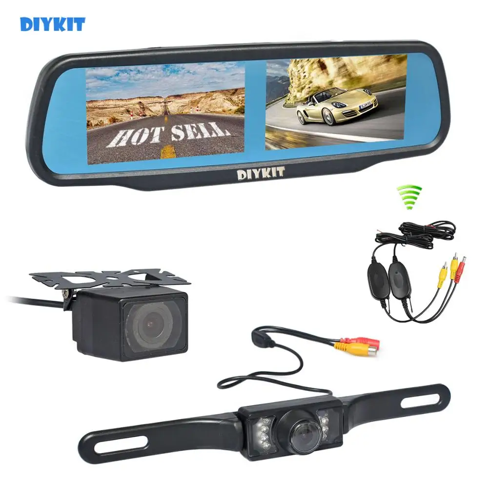 DIYKIT Автомобильное зеркало заднего вида с двойным 4 3 дюймовым экраном и