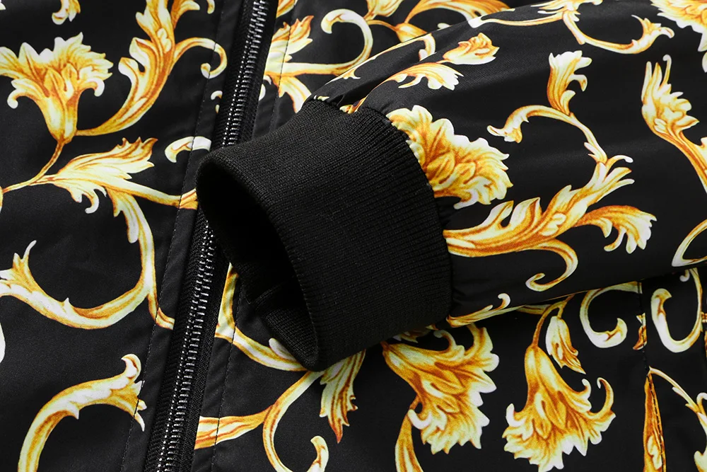 Новая модная Золотая куртка с цветочным принтом высококачественные тонкие