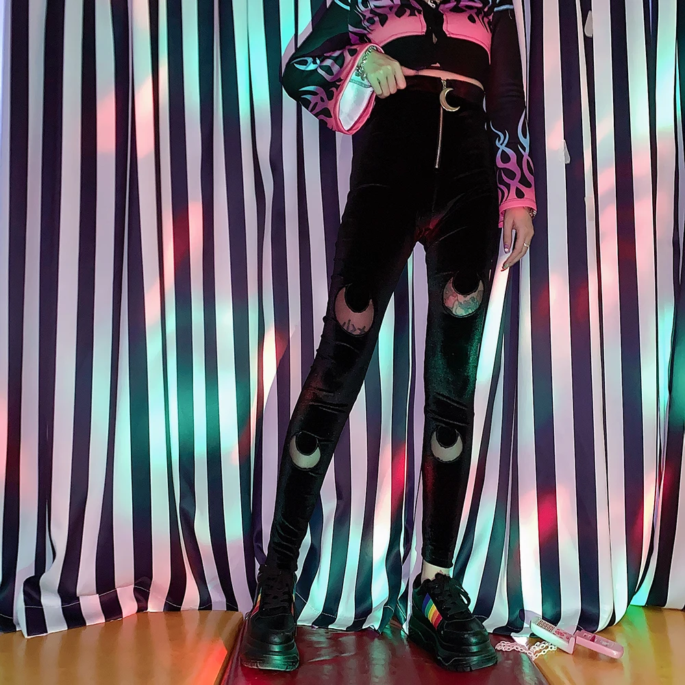 Vintage earth cool hip hop perspective moon velvet tight nine point pant trousers trouser | Женская одежда