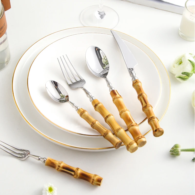 Набор столовых приборов из бамбука 5/20 шт. 18/10 дюймов | Дом и сад