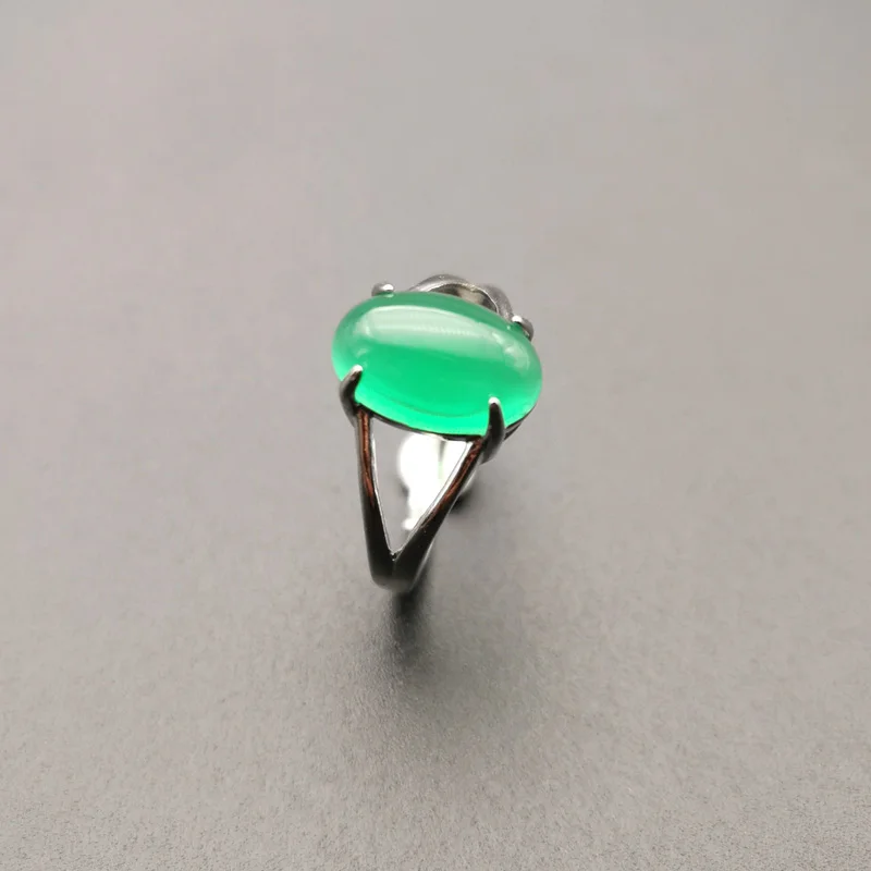 Jadery открытые серебряные кольца для женщин натуральный желтый зеленый нефрит