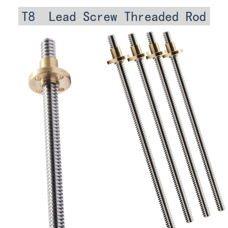 T8 стержень Трапецеидальный ходовой винт с гайкой для 3D принтера Reprap шаг 2 мм