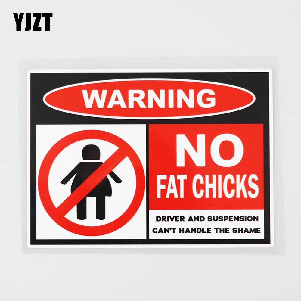 

YJZT 12.5CM×9CM Warning No Fat Chicks Funny Decal PVC Car Sticker 12C-0117
