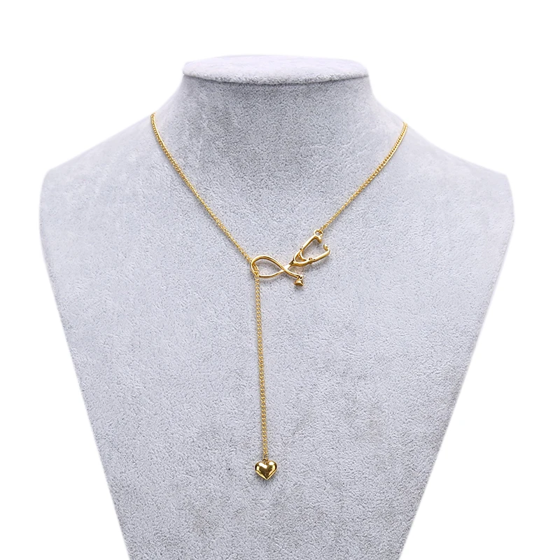 

1pc Medical Equipment Nurse Heart Stethoscope Necklace Nursing Jewelry Medicine Student Bijoux Femme Graduation Gifts