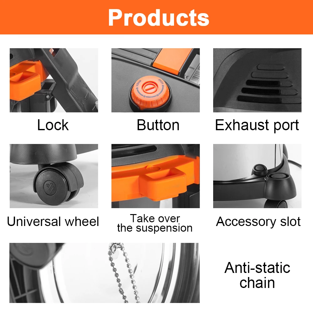 

15L Vacuum Cleaner Dust Mite Adjustable Speed Bucket High-Power Factory Workshop Industrial And Commercial Cleaning Machine