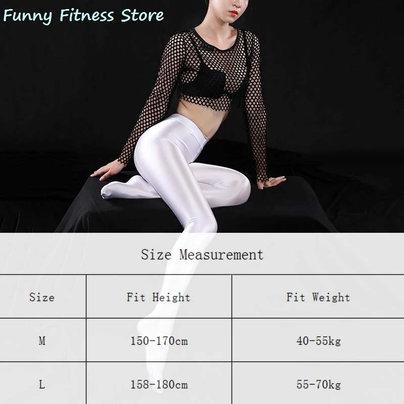

Plus Size Gym Fitness Workout Yoga Pants Bright Satin Clubwear Pole Dance Ballet Pantyhose Sexy Leggings Women Shiny Pant Slim