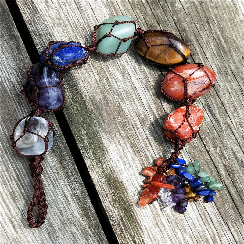 

Chakra Healing Reik Tumbled Natural Quartz Stone Tassel Pendant for Spiritual Meditation Hanging/Window/Feng Shui Car/Home Decor