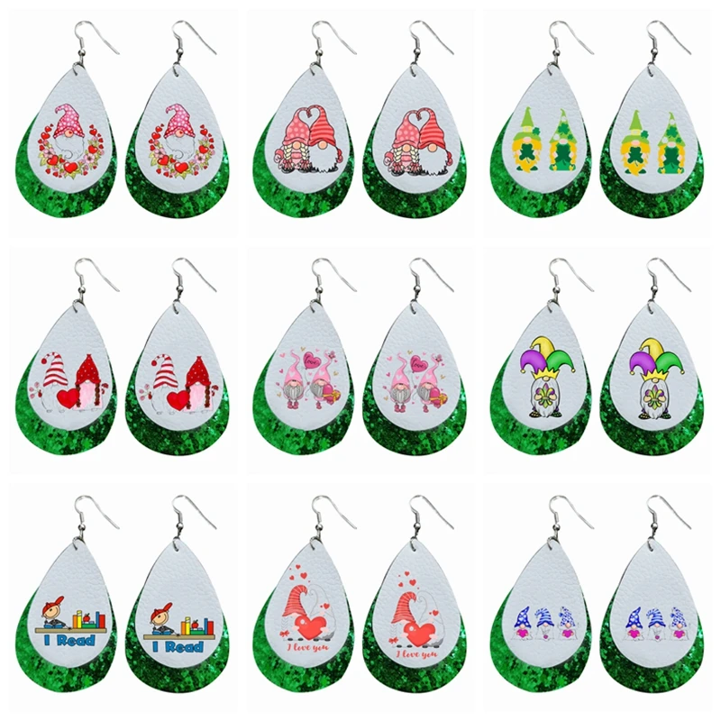 

Серьги-Гномы из искусственной кожи в виде сердец, 36 парт/компл.