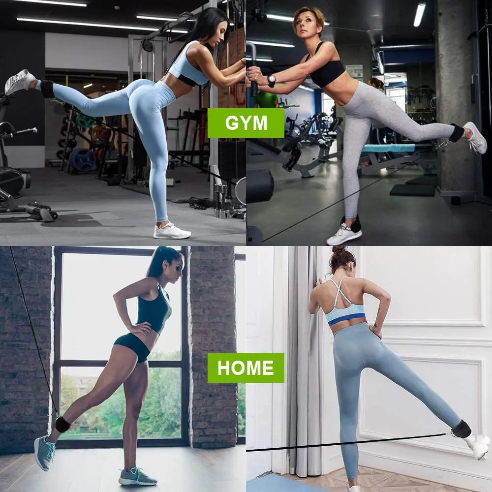 

Fitness Resistance Bands Set Home Gym Booty Workout Exercise Hip Bands with Ankle Strap for Cable Machines Leg and Butt Training