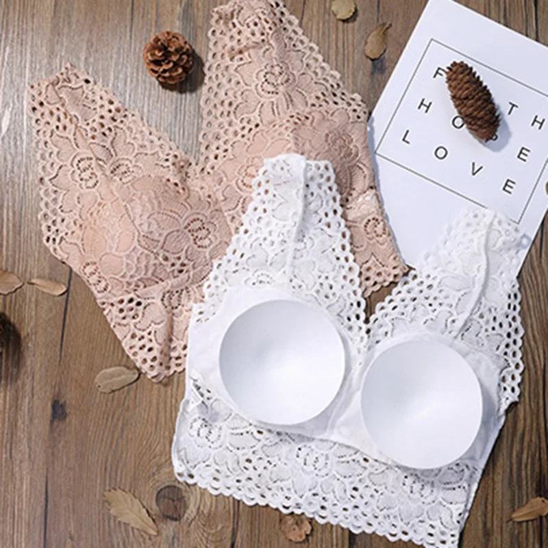 Женский кружевной бюстгальтер с глубоким V-образным вырезом бесшовный мягкий