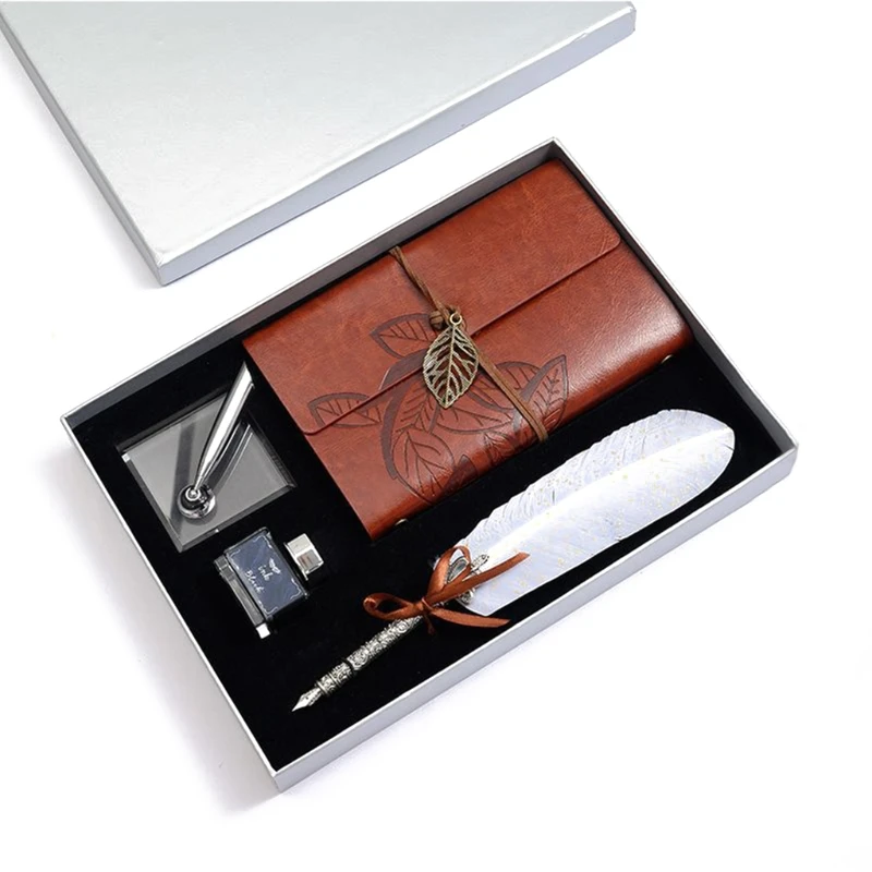 

Retro Calligraphy Feather Dip Pen Writing Ink Notebook Fountain Pens Stationery