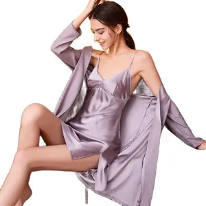 P9960 Тяжелая шелковая пижама женская летняя Ночная сорочка 100% Шелковая ночная рубашка костюм-двойка свободные сексуальные утренние рубашки