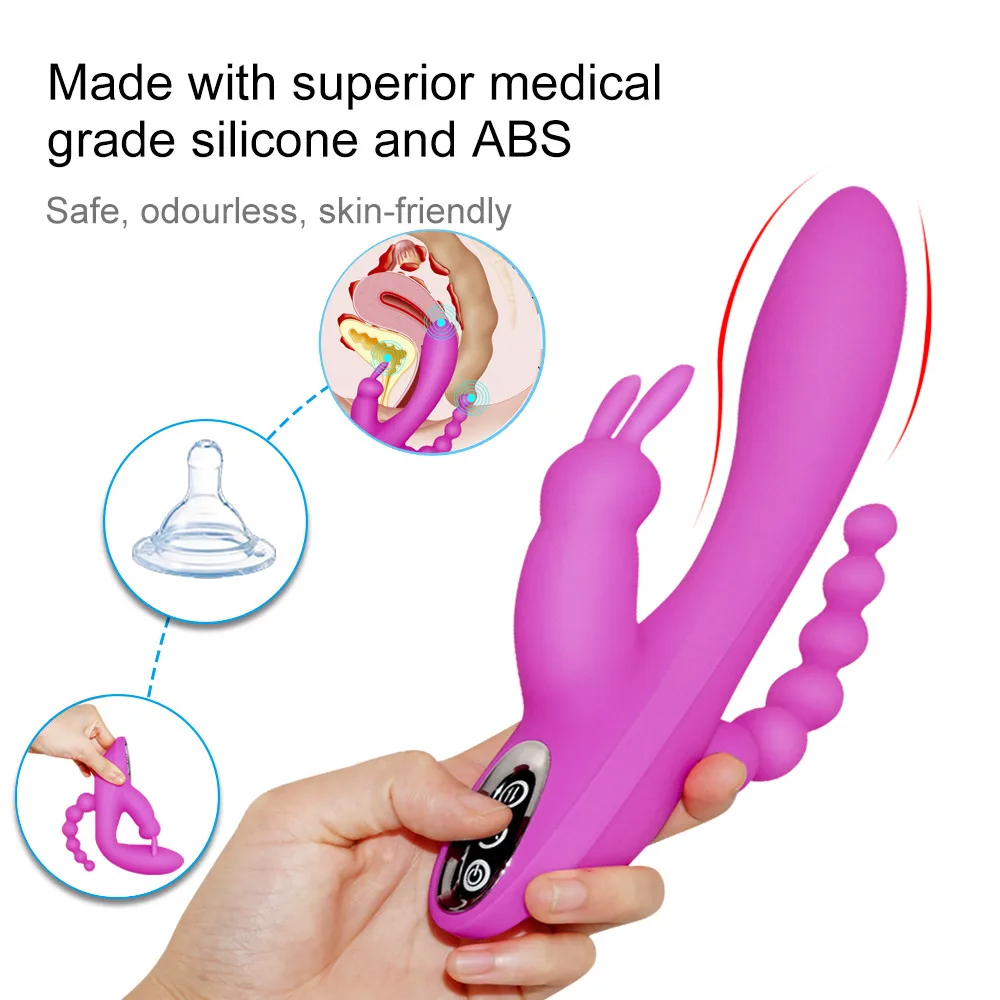 

FX 3-in-1 G-point Rabbit Anal Dildo , Female Rechargeable Clitoris Vagina Stimulator with 10 Vibration Modes, Adult Sex Toy