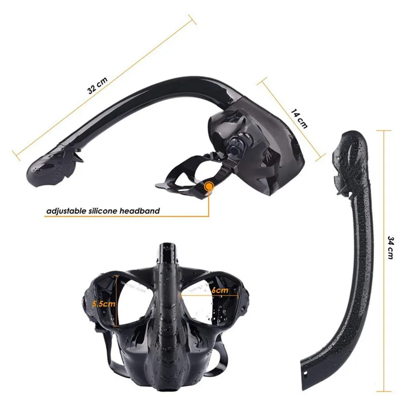 

Swimming Anti-Fog Snorkel Mask Full Face Scuba Dry Diving Goggles For Snorkeling, Swimming And Scuba Diving Safe And Waterproof