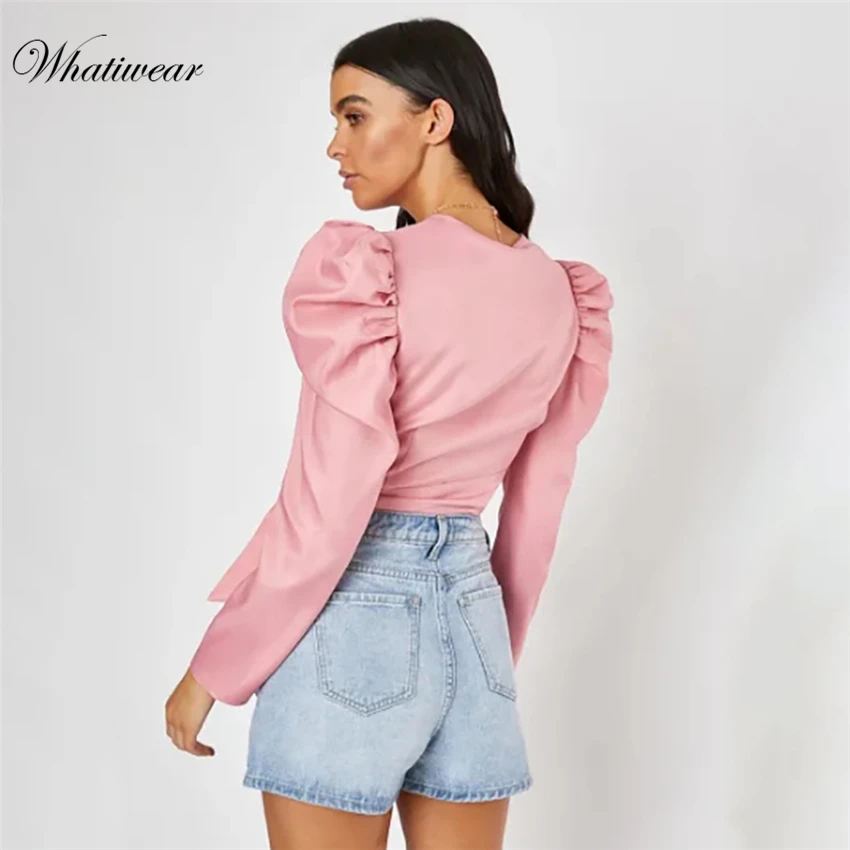 Whatiwear, Осенний женский укороченный топ, рубашка, сексуальный глубокий v-образный вырез, женские топы с бюстгальтером без косточек, жилет, камзол для женщин, завязывается, Camis Blsusas
