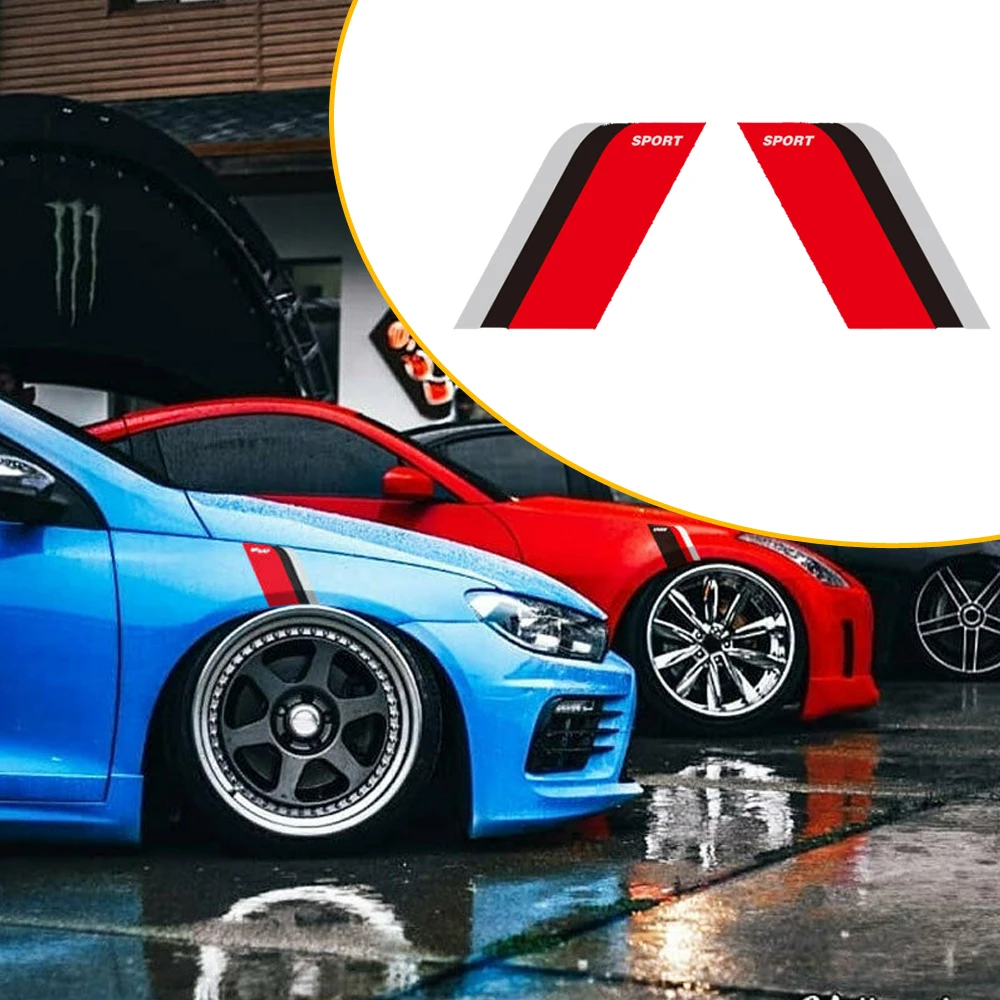 

2Pcs Universal Sport Side Door Fender Sticker Racing Decal Sticker Cars Truck SUV Vehicle Red Decoration Exterior Accessories