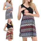 Летний Повседневный Сарафан для беременных элегантное миди платье для кормящих мам ночная рубашка для беременных женская одежда для грудного вскармливания одежда для сна женское платье для беременных