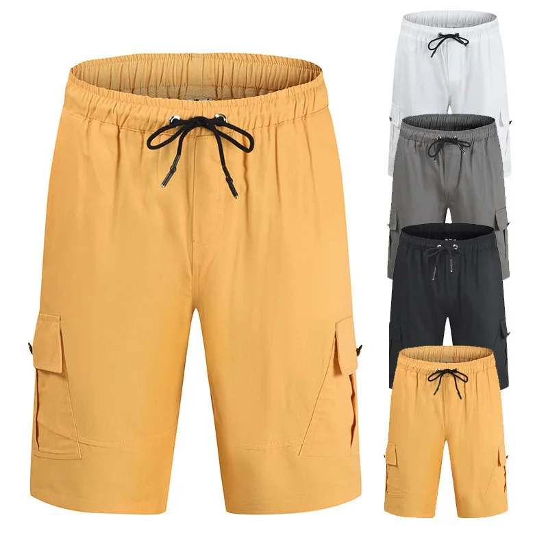 

Mandylandy Men's Casual Sport Shorts Jogger Jogging Solid Color Short Pants Pocket Elastic Waist Pants Drawstring Shorts